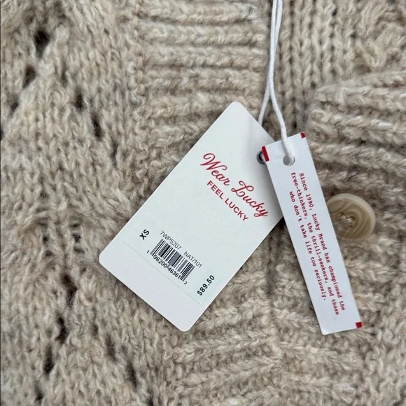Lucky Brand Cream Cable Knit Button-Front Cardigan - Picture 4 of 4